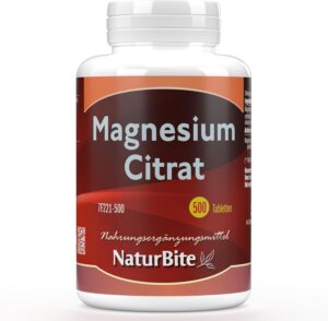 Magnesium 400 mg – NaturBite Magnesium Citrate, 500 Tablets, 400 mg per Tablet, Highly Absorbable Magnesium Supplement