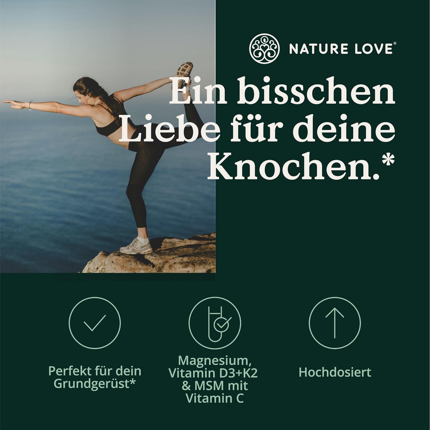 Magnesium Komplex mit B6 & Zink – NATURE LOVE® Bone & Mobility Set - Magnesium Complex, Vitamin D3+K2 and MSM Tablets with Vitamin C - Ideal for Your Bones & Mobility - High Dose – Bild 2