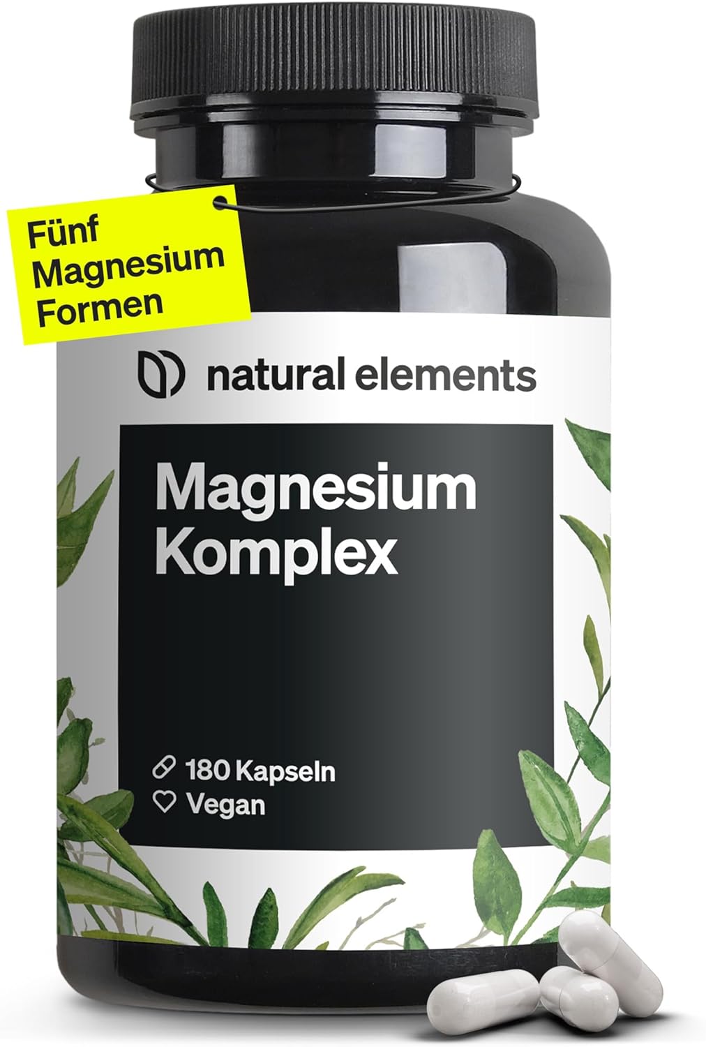 Magnesium Komplex mit B6 & Zink – Magnesium Complex - Premium: Made from 5 High-quality Compounds, 400 Mg Elemental Magnesium Per Daily Dose, Laboratory Tested, Vegan, High Dosage