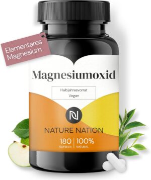 Magnesium 400 mg – Magnesium Capsules – Optimal High Dose per Capsule 667 mg, of which 400 mg Elementary Magnesium per Capsule – Very High Magnesium Content – Laboratory Tested, Vegan & Pure (1 x 180 Capsules)