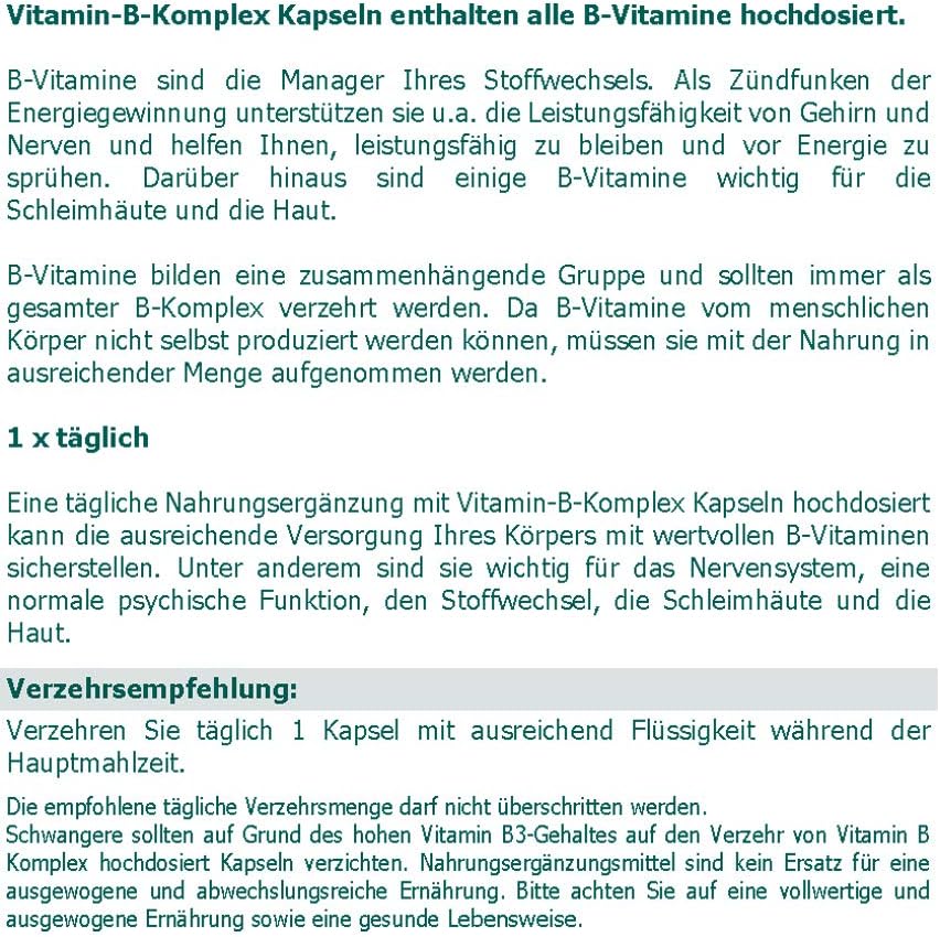 Magnesium Komplex mit B6 & Zink – Vitamin B Complex High Dose Vegan Capsules Pack of 200 - Dietary Supplement with B Vitamins for Metabolism, Nerves, Brain and Skin – Bild 3