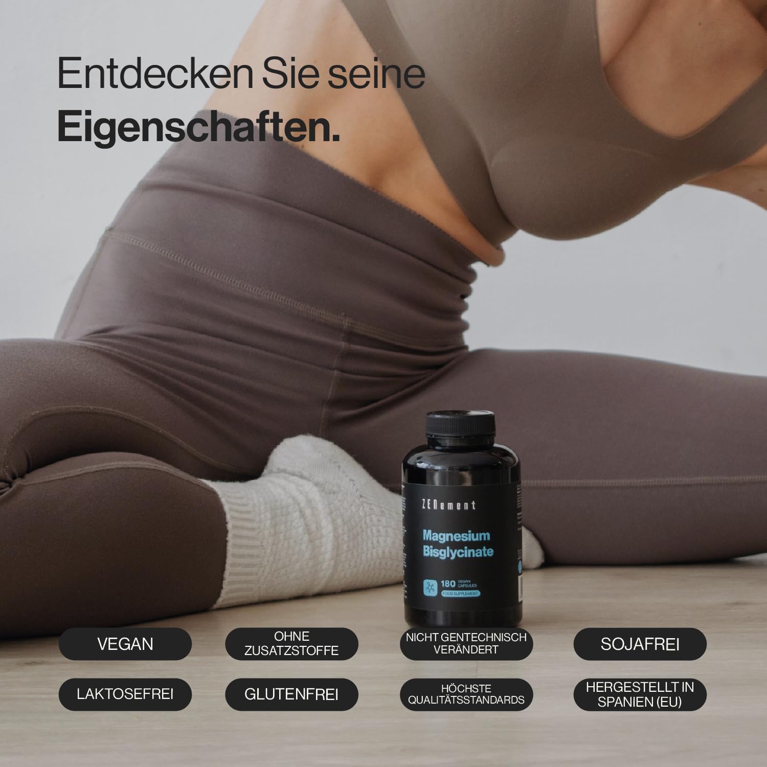 Magnesium Komplex mit B6 & Zink – Magnesium Glycinate, 175 mg Elementary Magnesium per Capsule (350 mg Magnesium Bisglycinate) | Premium: Chelated Magnesium | 180 Capsules (3 Month Supply) | Vegan, High Dose | Zenement – Bild 2