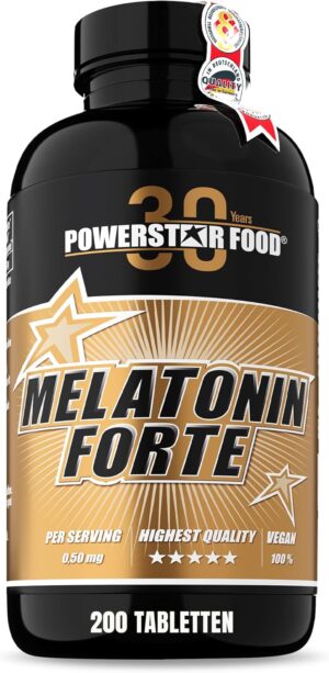Schlaf-Magnesium mit Melatonin โ Natรผrlich einschlafen & durchschlafen โ Powerstar Melatonin Forte Annual Pack Melatonin High Dose 0.5 mg per 1/2 Tablet Made in Germany Natural Sleep Aid Adults Anti-Jet Lag Effect 200 Melatonin Tablets