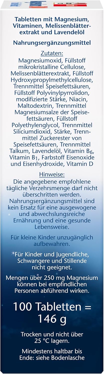 Schlaf-Magnesium mit Melatonin – Natürlich einschlafen & durchschlafen – Doppelherz Magnesium 500 for the Night - With Melissa and Lavender Oil - High Dose Magnesium as a Contribution to Normal Muscle Function - 100 Depot Tablets – Bild 4