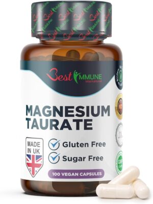 Magnesium 600 mg โ Natural Magnesium Taurate 500 mg 100 Vegan Capsules