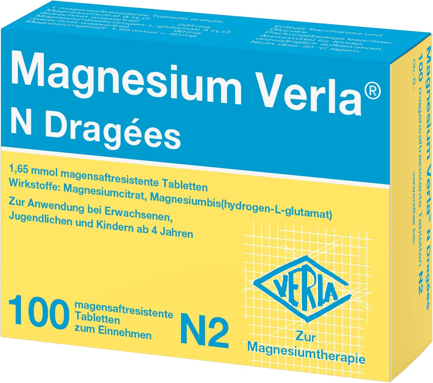Magnesium 600 mg – Magnesium Verla N Dragee-Style Anti-Cold Tablets Pack of 100