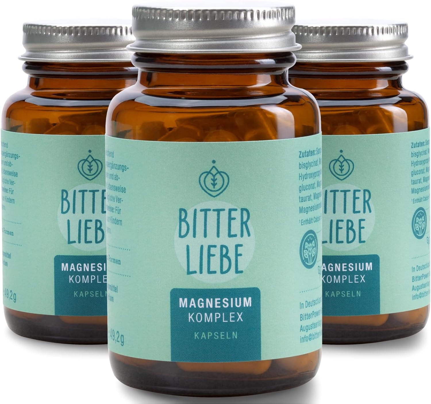 Magnesium 250 mg – BitterLiebe - Magnesium Bisglycinate Capsules High Dose - Magnesium Complex with Bisglycinate and Glycinate as Complex as Tablets - Magnesium Bisglycinate and Magnesium Citrate Capsules