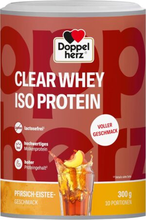 Magnesium 250 mg – Doppelherz Clear Whey ISO Protein - Refreshing Whey Protein Isolate with Peach Iced Tea Flavour 300 g