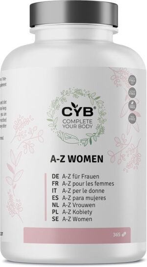 Magnesium Komplex mit B6 & Zink – CYB Multivitamin for Women - Once a day with vitamins A, C, D, E, K, B complex, biotin, folic acid, CoQ10, lutein and essential minerals (calcium, magnesium, iron, zinc, selenium and more)