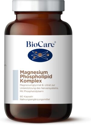 Magnesium 600 mg โ BioCare Magnesium Phospholipid Complex - Magnesium and Lecithin - For Normal Nervous System Function - Vegan - 90 Capsules