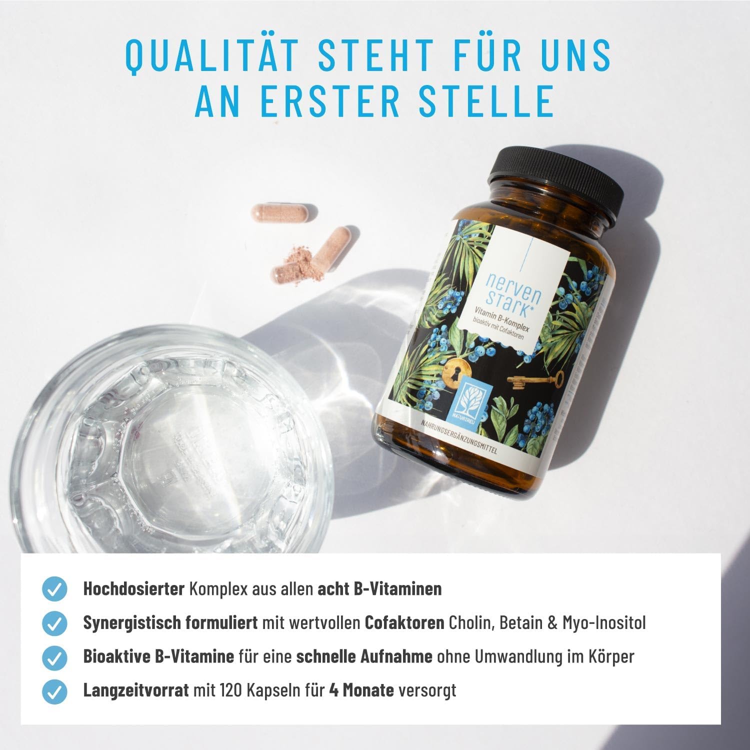 Magnesium Komplex mit B6 & Zink – Vitamin B Complex (B1-B12) with 4 Active Cofactors, All 8 B Vitamins, Vitamin B Complex Vegan, High Dose, Strong Nerve – Bild 2