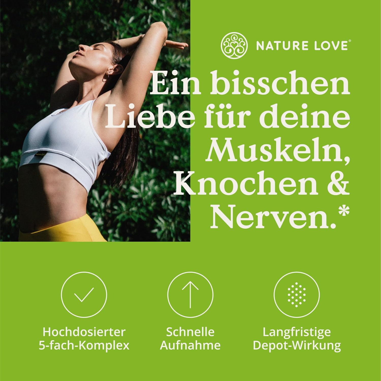 Magnesium Komplex mit B6 & Zink – NATURE LOVE® Magnesium Complex - 180 Capsules - 400 mg Elementary Magnesium per Daily Dose - Magnesium Citrate, Magnesium Oxide, Magnesium Bisglycinate, Magnesium Malate, Magnesium Scorbate – Vegan, – Bild 2