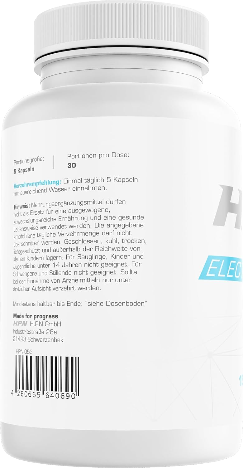 Magnesium Komplex mit B6 & Zink – H.P.N - Electrolytes | Electrolyte Complex with Sodium, Potassium, Magnesium, Calcium & B Vitamins to Support Electrolyte Balance, Endurance & Training Performance - 150 Capsules – Bild 2