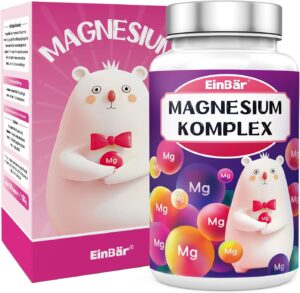 Magnesium 400 mg – Magnesium Complex: Highly Bioavailable 4-fold Complex (Trimagnesium Citrate etc.) 400 mg, 180 Vegan Capsules, for Muscles, Nerves and Energy