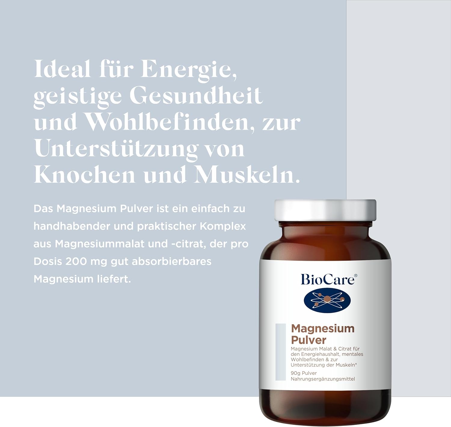 Magnesium 600 mg – BioCare Magnesium Powder Complex of Magnesium Malate and Citrates 90 g – Bild 2