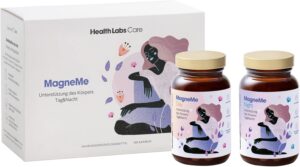 Schlaf-Magnesium mit Melatonin – Natürlich einschlafen & durchschlafen – Health Labs Care MagneMe Day and Night - Magnesium with Vitamin B6-4 Magnesium Forms: Citrate, Bisglycinate, Taurate & Malate - High Dose - Vegan - Laboratory Tested - 120 Capsules