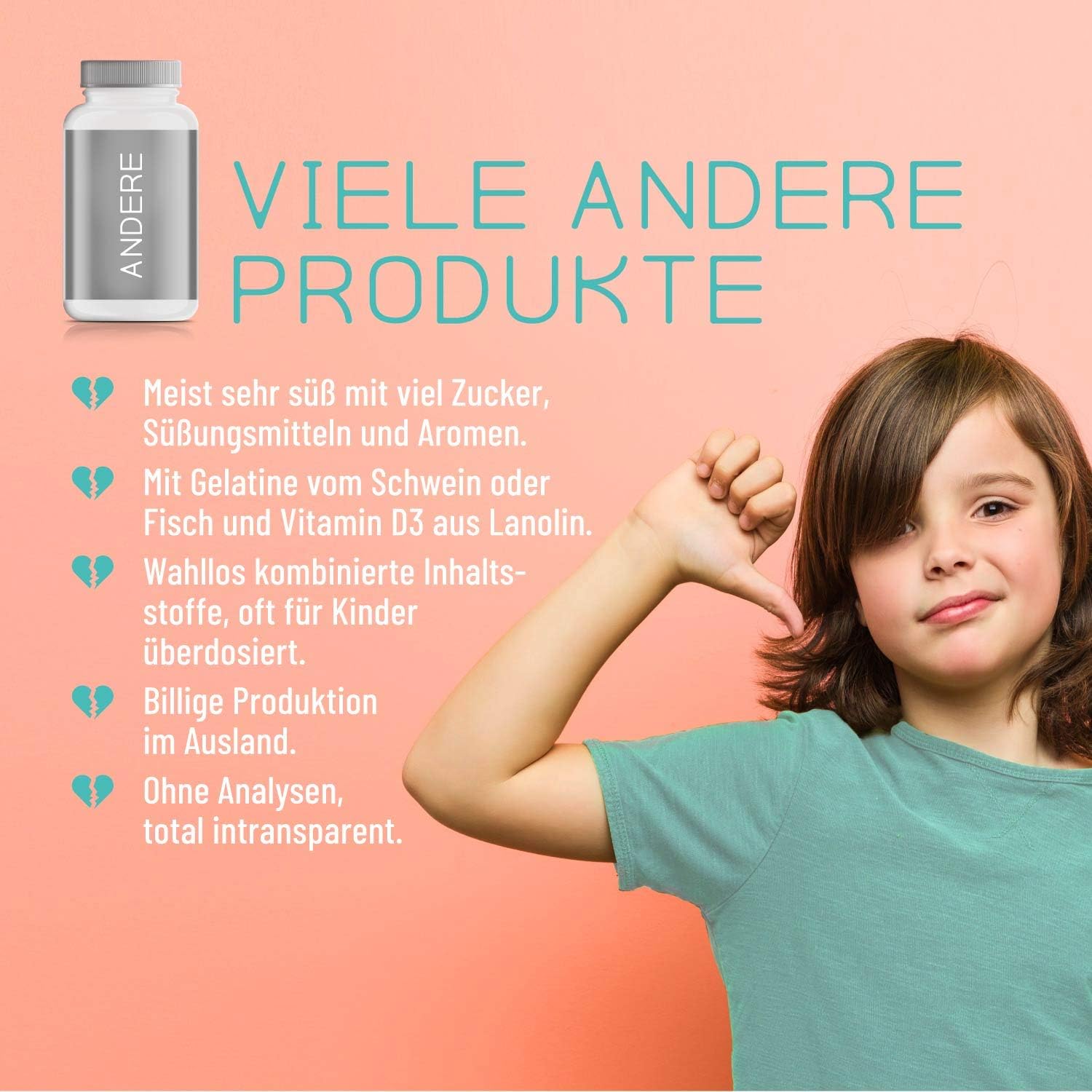 Magnesium Komplex mit B6 & Zink – Children's Vitamins - Multivitamin Capsules Specially for the Immune System - With Vitamin D Children + C + Magnesium + Folic Acid B9 + Iron & Zinc - 90 Capsules 100% Vegan for 3 Months - Grapefruit – Bild 3
