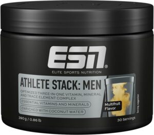 Magnesium Komplex mit B6 & Zink โ ESN Athlete Stack Men Powder, 390 g Powder, Multifruit, with Vitamins and Minerals, Vegan, Made in Germany