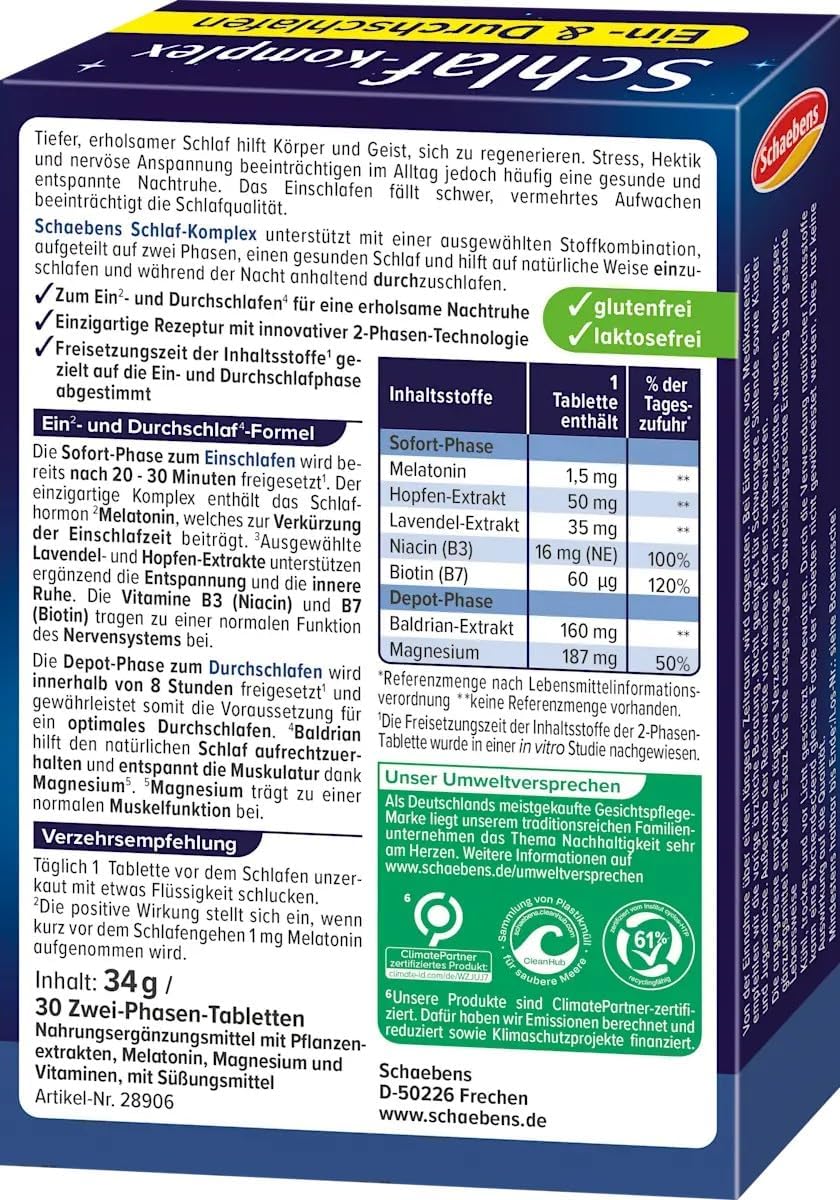 Magnesium Komplex mit B6 & Zink – Sleep Complex Tablets Pack of 2 (2 x 30 Pieces) - With Lavender, Hops, Magnesium & B Vitamins - Supports Relaxation & Natural Sleep – Bild 4