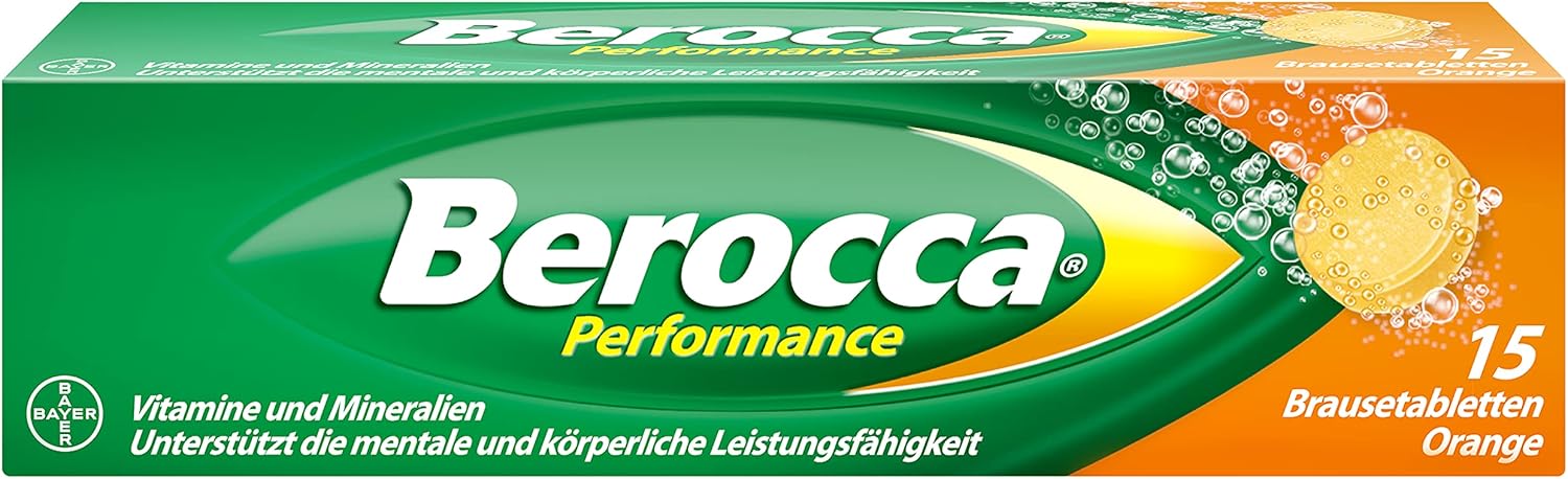 Magnesium Komplex mit B6 & Zink – Berocca Performance Multivitamin - with a unique combination of high-dose vitamin B complex (vitamin B2, B6, B12) and vitamin C, as well as magnesium and zinc - 15 effervescent tablets