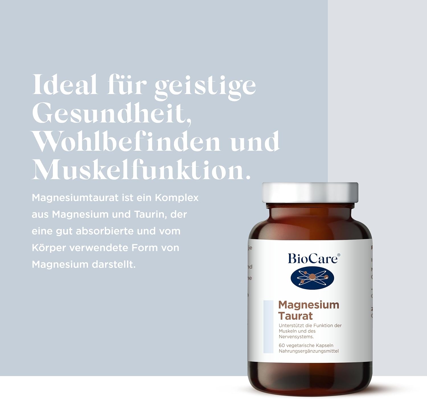 Magnesium 600 mg – BioCare Magnesium Taurate - Strengthen Immune System, Normal Muscle Function - 60 Capsules – Bild 2
