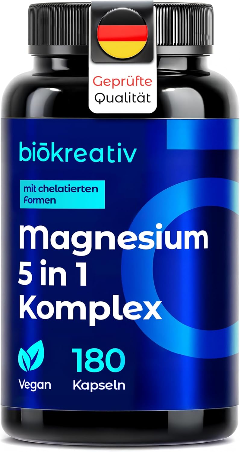 Magnesium 400 mg – Magnesium Complex High Dose 180 Capsules - Magnesium Bisglycinate with 4 High-Quality Forms: Oxide, Citrate, Malate, L-Ascorbate - 400 mg per Daily Dose - Laboratory Tested - Vegan