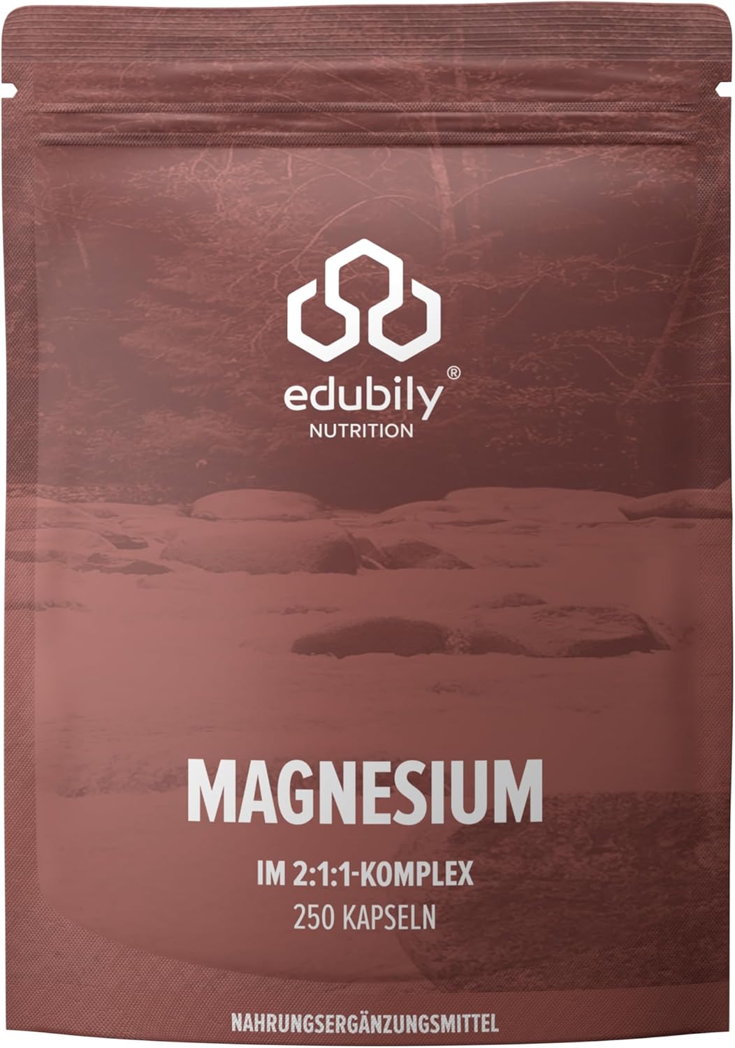 Magnesium Komplex mit B6 & Zink – edubily nutrition® Magnesium Complex Capsules • Magnesium Blend of Magnesium Glycinate, Magnesium Citrate & Magnesium Carbonate • No Magnesium Stearate • With Vitamin B6 (P5P) • Vegan (250 Capsules)