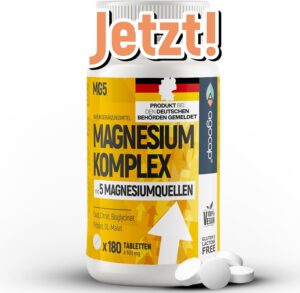 Magnesium 600 mg – Magnesium Complex 180 Tablets - 400 mg Elementary Magnesium Premium, 5 High-Quality Forms: Bisglycinate, Magnesium Citrate, Malate & Oxide. Magnesiu - Optimal Bioavailability