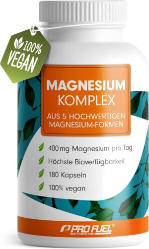 Magnesium 400 mg – Magnesium Complex 180 Capsules, 400 mg Elemental Per Day, 5 High-Quality Forms: Magnesium Oxide, Citrate, Bisglycinate, Malate & Ascorbate, Optimal Bioavailability, 3 Month Supply