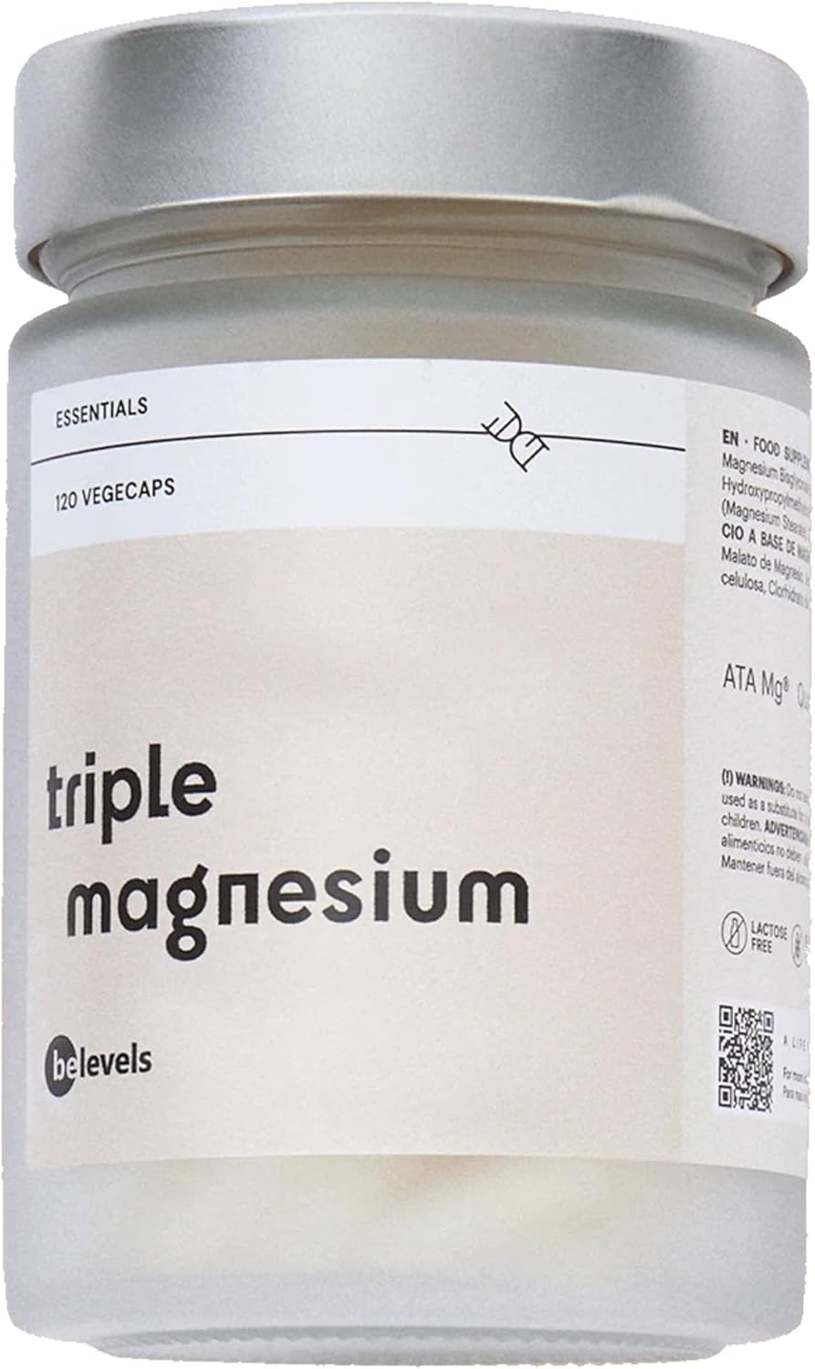 Magnesium Komplex mit B6 & Zink – Magnesium Complex High Dose Magnesium Bisglycinate + Malate + ATA Mg + Vitamin B6 - 120 Capsules for Muscles + Concentration + Energy + Sleep - Vegan - Gluten Free - No Lactose | Be Levels