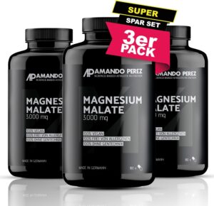 Magnesium 400 mg – Amando Perez Magnesium Malate Tablets 3000 mg High Dose - Pack of 540 Magnesium Malate Vegan & Laboratory Tested (450 mg Magnesium) Capsules for Sports - Contributes to Normal Muscle Function