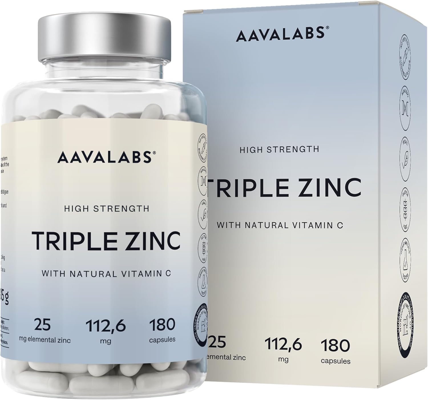 Magnesium Komplex mit B6 & Zink – AAVALABS® - Premium Zinc Tablets - 25mg - Comprehensive Mix - 3 x Types of Zinc - Zinc Bisglycinate (Zinc Chelate), Zinc Picolinate and Zinc Monomethionine - 180 Tablets - Laboratory Tested and Vegan