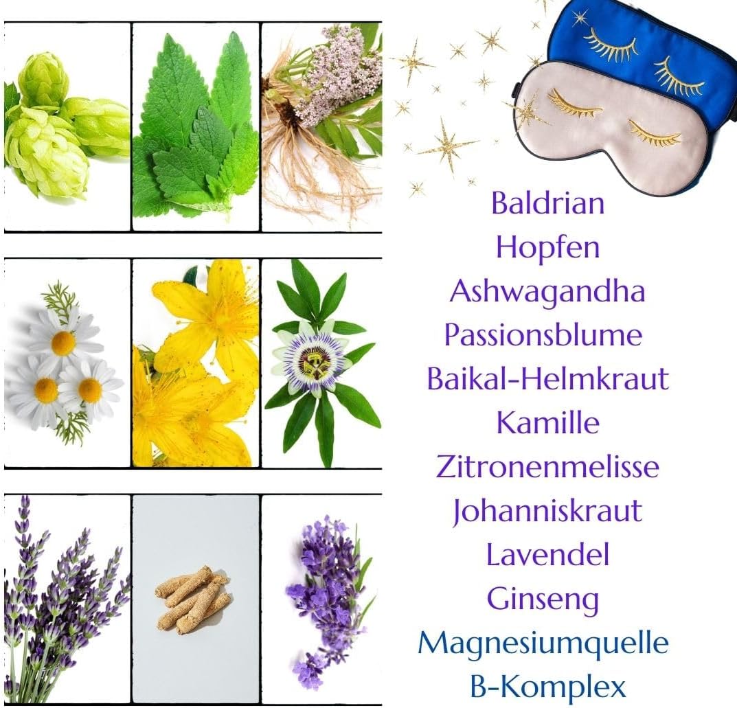 Schlaf-Magnesium mit Melatonin – Natürlich einschlafen & durchschlafen – Green idea - SLEEPGREEN Sleeping Tablets Better Sleep - Ashwagandha, St. John's Wort, L-Tryptophan, Valerian, Hops - No Melatonin - Sedative Human - Sleep Aid Adult 90 Kaps – Bild 9