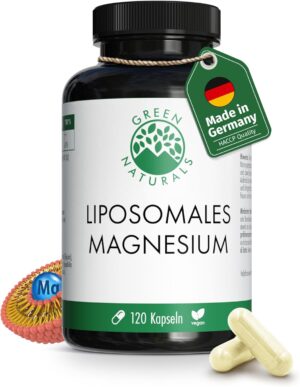 Magnesium 400 mg – Liposomal Magnesium - High Dose: 1,650 mg Magnesium Citrate per Daily Dose - High Bioavailability - 120 Capsules (40 Days) - Pharmacy Quality - Green Naturals®