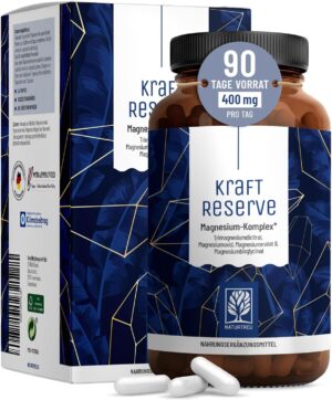 Magnesium Komplex mit B6 & Zink – Magnesium Complex Capsules High Dose 400mg Elementary Magnesium from Tri Magnesium Dicitrate, Bisglycinate, Magnesium Malate and Magnesium Oxide, Vegan - 180 Magnesium High Dose Capsules