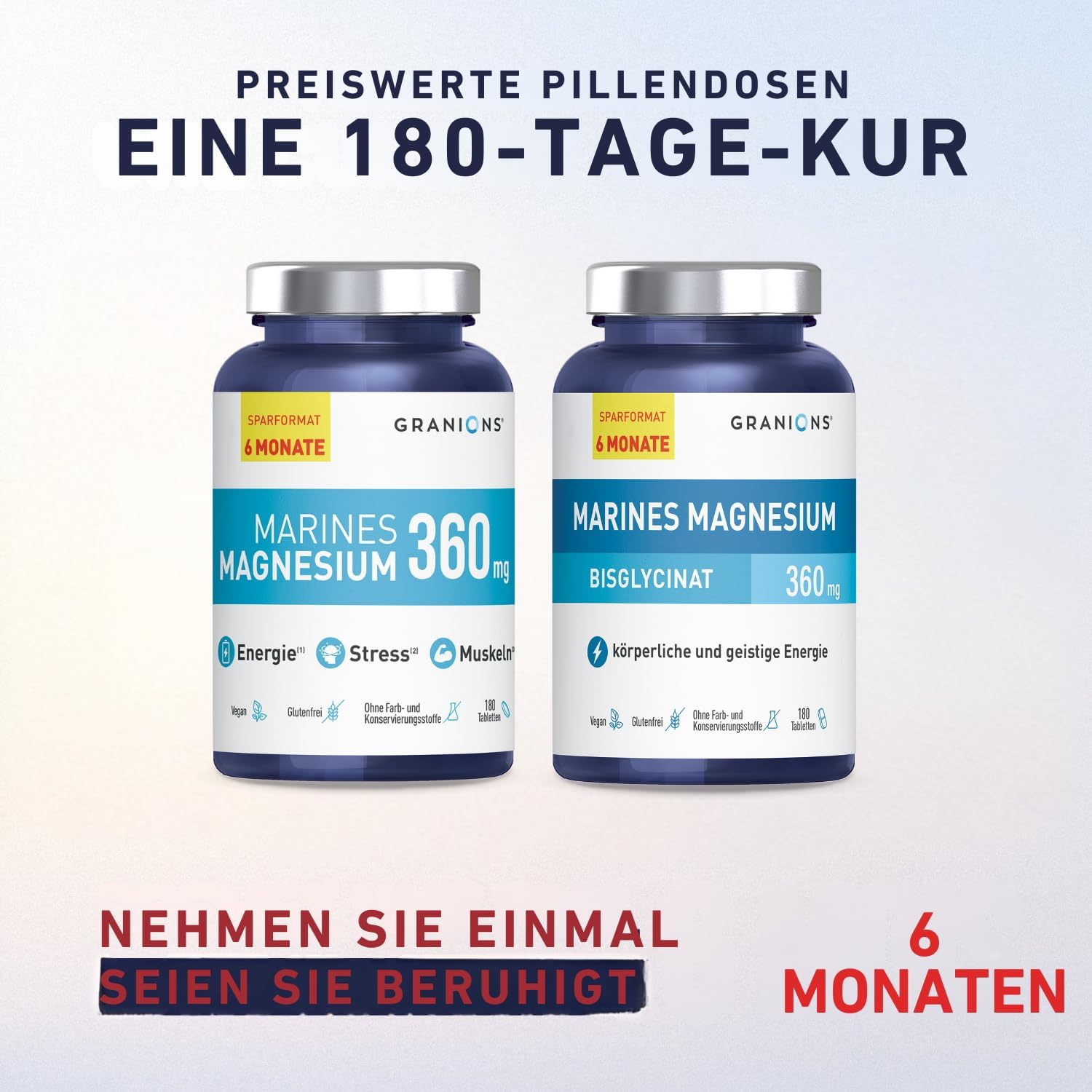 Magnesium Komplex mit B6 & Zink – Magnesium Complex 360 mg - 180 Tablets - 6 Month Supply Bisglycinate & Vitamin B6 - High Dose Magnesium for Muscles - Vitamin B Complex - Anti-Stress GRANIONS – Bild 6