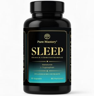 Schlaf-Magnesium mit Melatonin โ Natรผrlich einschlafen & durchschlafen โ Pure Sleep Nutrient Complex with Melatonin, Melissa, Passion Flower, Ashwagandha, Hops, B Vitamins, Magnesium and Amino Acids - 90 Capsules. Vegan and Laboratory Tested