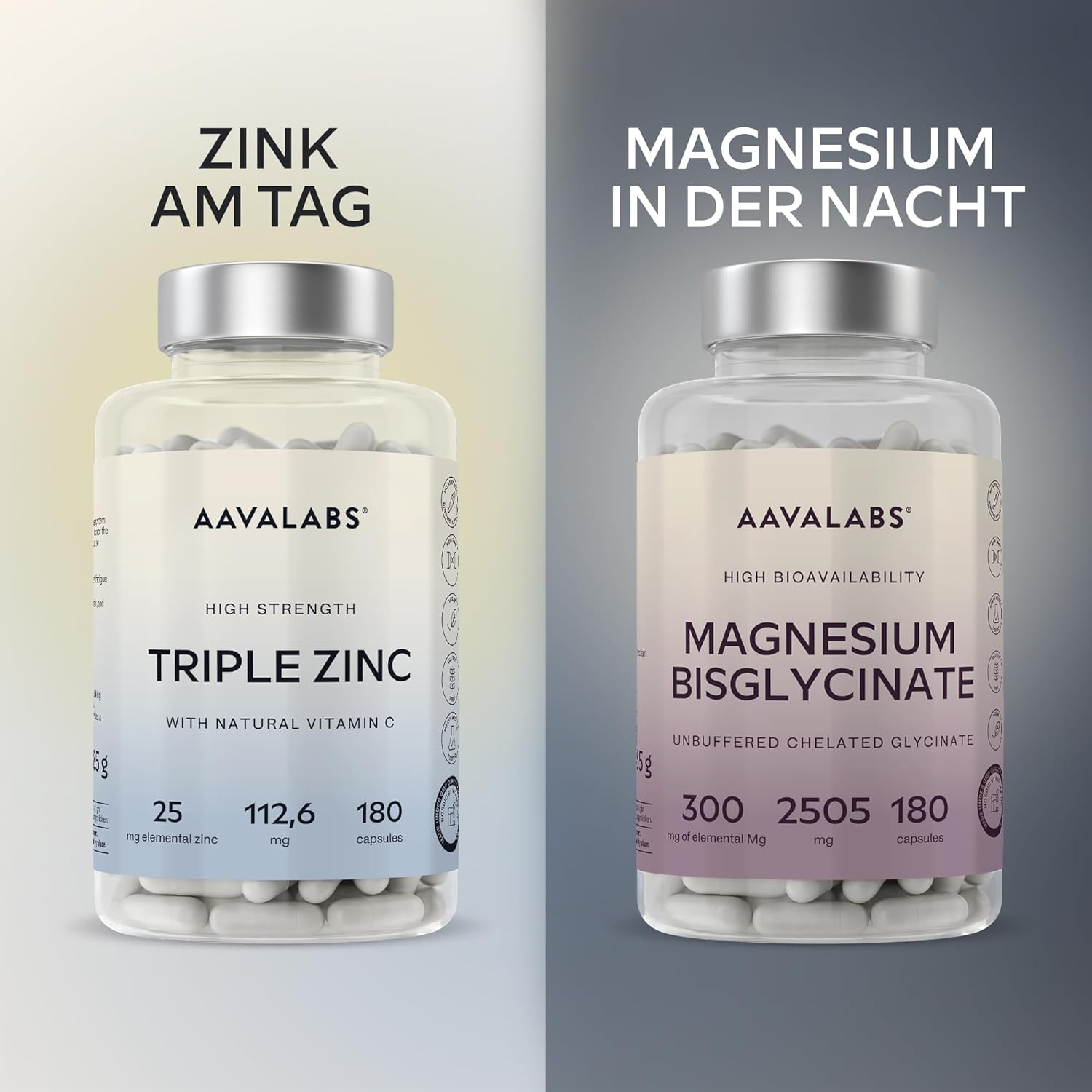 Magnesium Komplex mit B6 & Zink – AAVALABS® - Premium Zinc Tablets - 25mg - Comprehensive Mix - 3 x Types of Zinc - Zinc Bisglycinate (Zinc Chelate), Zinc Picolinate and Zinc Monomethionine - 180 Tablets - Laboratory Tested and Vegan – Bild 12