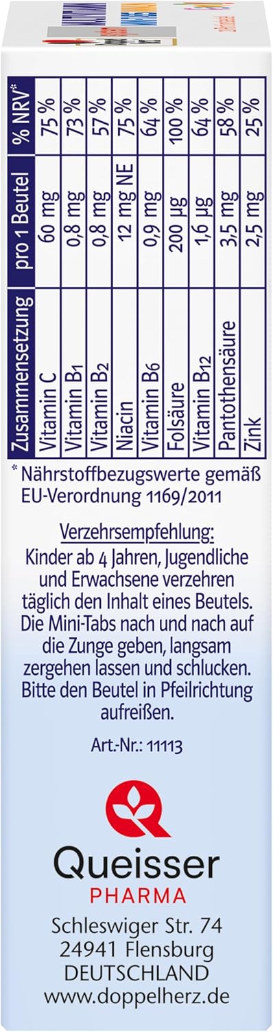 Magnesium Komplex mit B6 & Zink – Doppelherz System Multivitamin Mini Tabs Family - Nutrients for the Whole Family - Vitamin C and Zinc for the Immune System - 20 Portion Bags – Bild 4