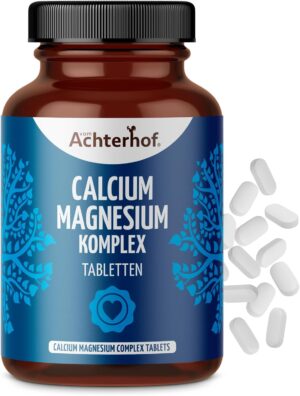 Magnesium 400 mg – Achterhof Calcium Magnesium Complex 120 Tablets with 200 mg Magnesium in the Form of Magnesium Citrate and 400 mg Calcium in the Form of Calcium Carbonate 100% Vegan Contains 60 Daily Servings