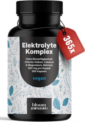 Magnesium Komplex mit B6 & Zink โ Electrolyte Complex - 365 Capsules - with Chloride, Potassium, Calcium, Magnesium & Sodium - 920 mg per Capsule - Vegan, Produced in Germany, Annual Supply