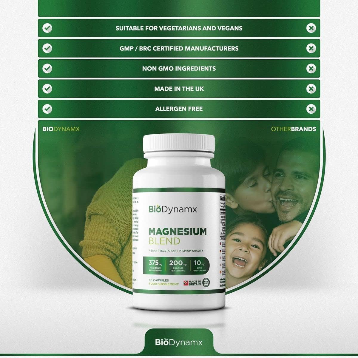 Magnesium 400 mg – Magnesium 3-in-1 Complex 375 mg - Glycinate, Malate & Citrate - 90 Highly Effective Vegan Capsules (30 Day Supply) | Support for Energy, Recovery and Sleep | Allergen Free – Bild 5