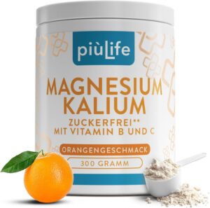Magnesium Komplex mit B6 & Zink โ Magnesium Potassium High Dose 300 g PiรนLife, with Vitamin B12, B6, B1, Folic Acid, Vit C, Fatigue, Electrolyte Powder, Energy, Muscles & Nerves, Potassium Citrate & Magnesium