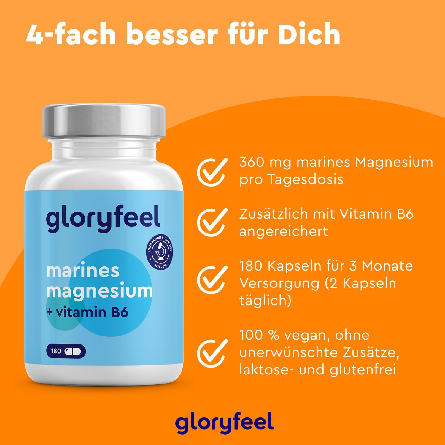 Magnesium 600 mg – Magnesium Marine - High Quality Magnesium Pure and Elementary from Sea Salt - Made of Magnesium Oxide - Additionally Enriched with Vitamin B6 - 100% Vegan & Carefully Laboratory Tested – Bild 3