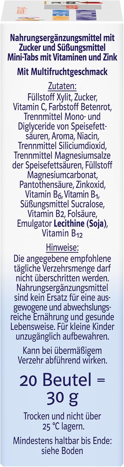 Magnesium Komplex mit B6 & Zink – Doppelherz System Multivitamin Mini Tabs Family - Nutrients for the Whole Family - Vitamin C and Zinc for the Immune System - 20 Portion Bags – Bild 5
