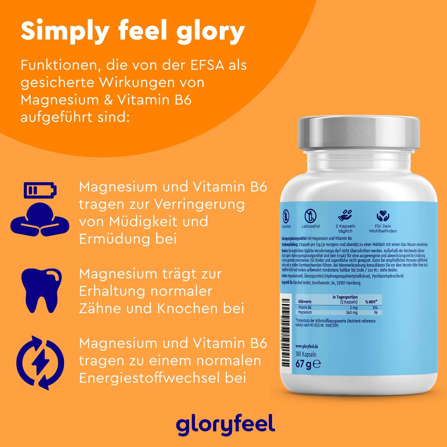 Magnesium 600 mg – Magnesium Marine - High Quality Magnesium Pure and Elementary from Sea Salt - Made of Magnesium Oxide - Additionally Enriched with Vitamin B6 - 100% Vegan & Carefully Laboratory Tested – Bild 5