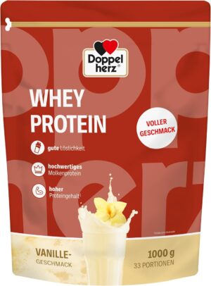 Magnesium 250 mg – Doppelherz Whey Protein Vanilla - Whey Based Protein Powder in Proven Double Heart Quality 1000 g