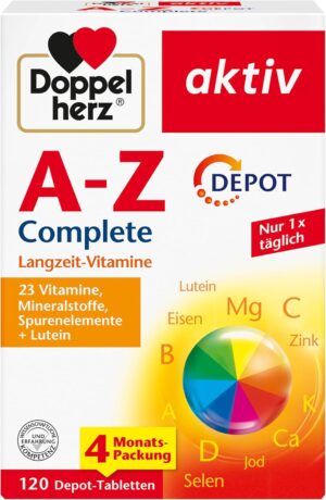 Magnesium Komplex mit B6 & Zink – Doppelherz A-Z DEPOT - With Important Vitamins, Minerals and Trace Elements Plus Lutein - 120 Tablets