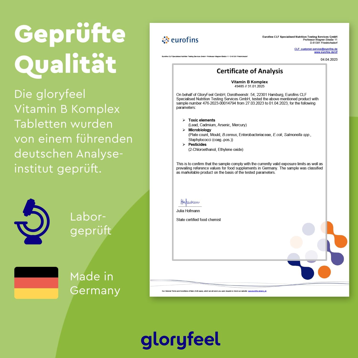 Magnesium Komplex mit B6 & Zink – High-Dose Vitamin B Complex - Winner of the Vitamin B category in a product comparison test run by vergleich1.de in 2019, 200 Tablets - All 8 B Vitamins: B1, B2, B3, B5, B6, B7 (Biotin), B9 (Folic Acid), B12 - Laboratory-tested, No unwanted additives, Made in Germany – Bild 8