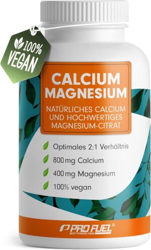 Magnesium 400 mg – Magnesium Citrate Profuel® Magnesium & Calcium For Sport, Fitness, Bodybuilding & Daily Vitamins and Minerals | High Dose & Vegan Made of Germany – Pulp CaMg 70 + – 180 Capsules